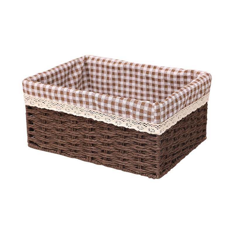 Panier de rangement en rotin tressé avec couvercle et doublure_voghion.com
