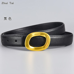 Cross-border foreign trade ladies genuine leather buckle belt smooth buckle belt cowhide versatile pants belt fashion one-time shipment factory