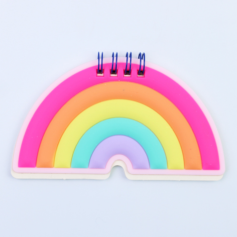 Cubierta de silicona pequeña bobina libro mini dibujos animados especial en forma de cuaderno papelería creativa forma de animal lindo con pluma