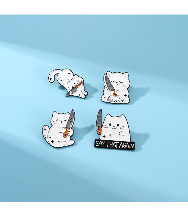 8g Weight Brooches Classification Alloy Material Letter, Cat Pattern Enamel Craft Cartoon Style Cute Sweet Pin Letter Cat Alloy Enamel Unisex Brooches 2