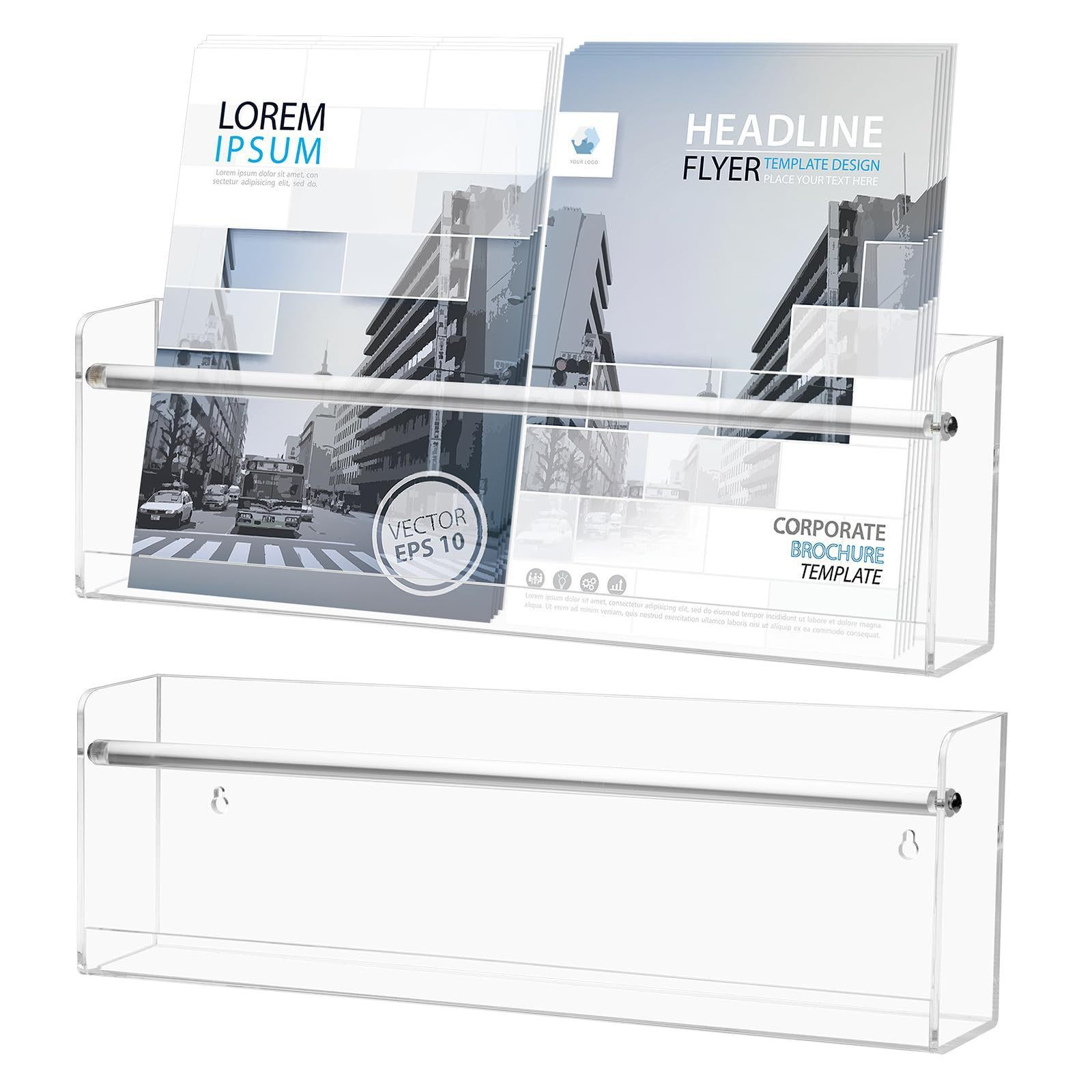 亚克力杂志收纳架透明亚克力墙杂志架和小册子架宣传册壁挂架