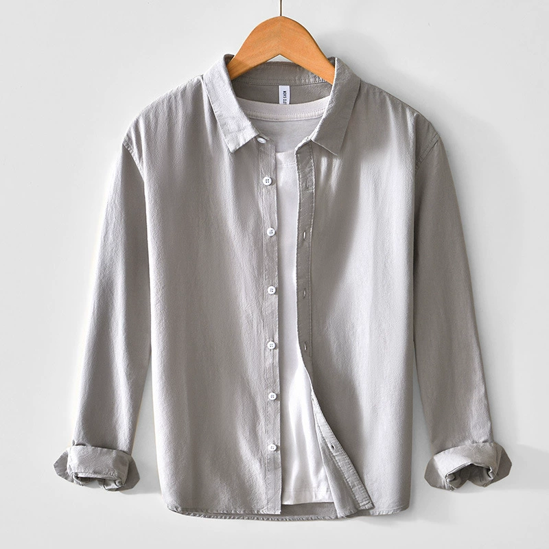 L748 японская минималистская литературная рубашка рубашка для мужчин повседневная оксфордская ретро рубашка для мужчин
