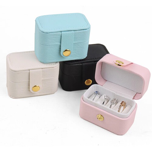 Mini Ring Storage Box Portable Travel Handheld Multi-Ring Small Box Flip Lid Clasp Ring Jewelry Box