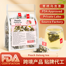跨境茶蜜桃乌龙茶出口定制现货30茶包英文标签组合茶养生茶三角包