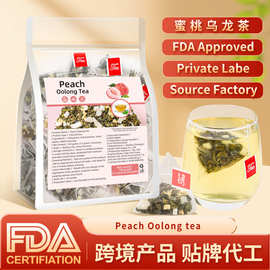 跨境茶蜜桃乌龙茶出口定制现货30茶包英文标签组合茶养生茶三角包