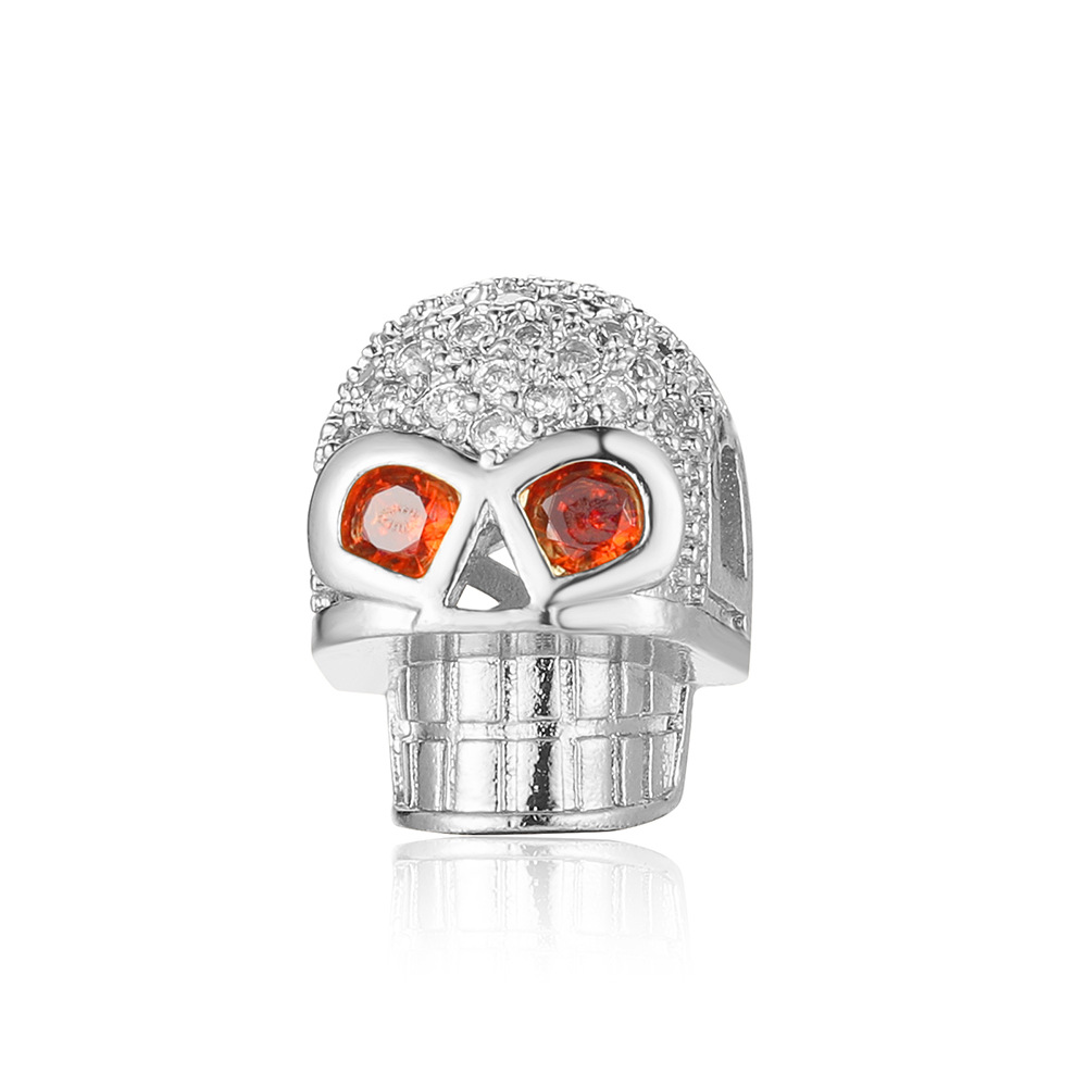 1 Piece 11 * 9mm Copper Zircon Buddha Skull Spacer Bars display picture 9