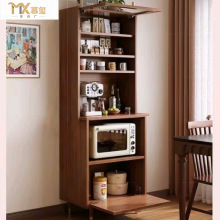 实木边柜餐边高柜一体厨房靠墙小户型储物柜家用微波炉收纳茶水