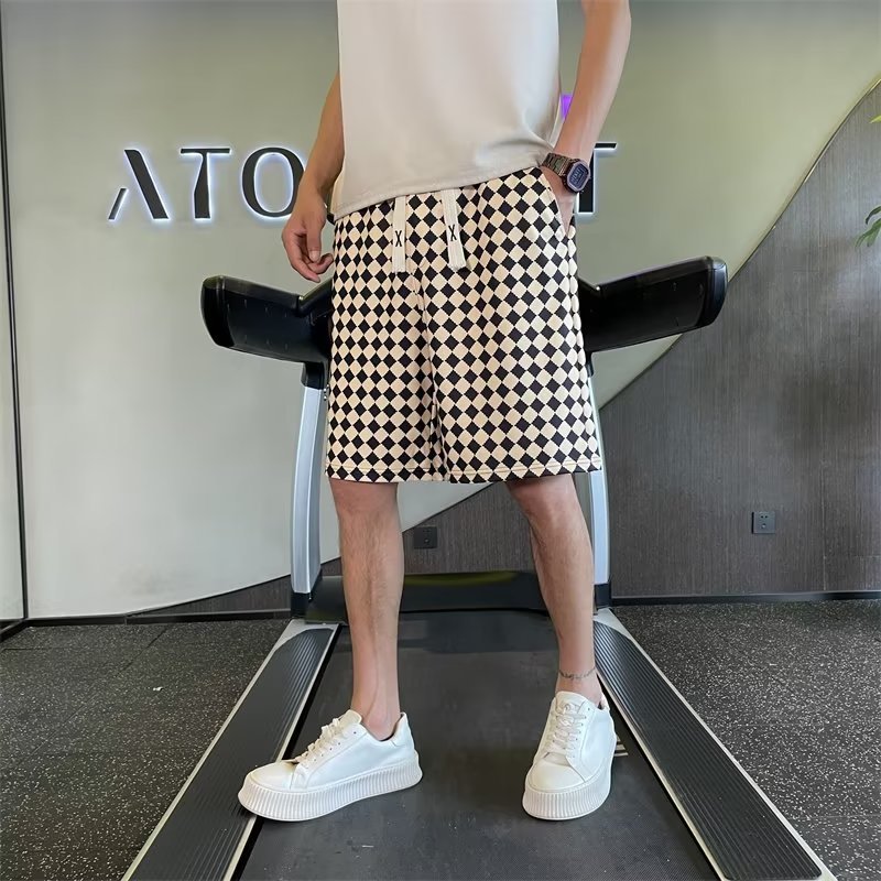 Short d'été fin pour hommes, marque de mode, taille élastique, portant de beaux gros caleçons ruffian, cinq points-imprimable_voghion.com