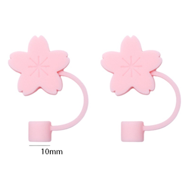 Flor de cerezo cubierta de paja lindo tapón de polvo de paja 1cm tapa de paja para niños anti-caída gris tapa de silicona a prueba de insectos