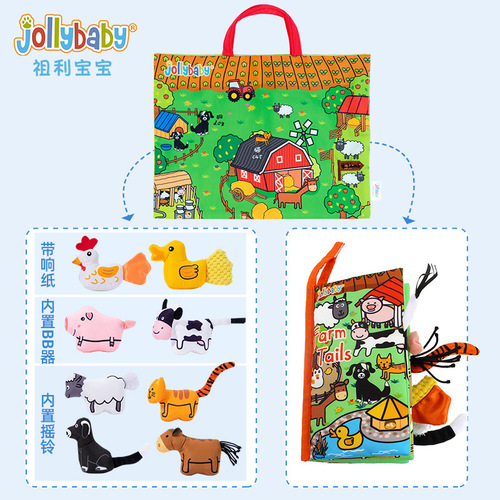 jollybaby parent-child interactive early education three-dimensional doll cloth book 0-3 years old baby toy gift box doll game blanket