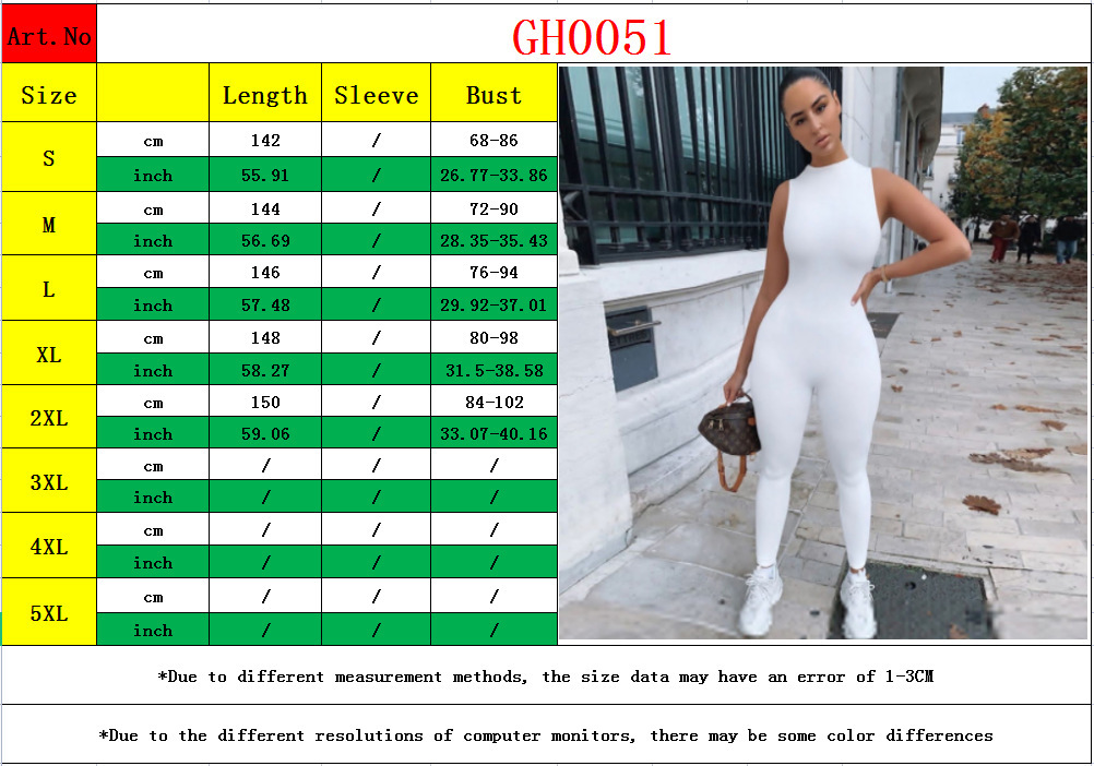 175g Weight Sleeveless Sleeve Length Full Length Pants Length Polyester Fabric Type High Waist Waist Line Casual Pants, Jumpsuits Pants Type High Elasticity Elasticity Holiday, Daily, Date Occasion Skinny Fit Type Solid Color Pattern Summer Season Women's Gender Streetwear Style Wholesale Women's Streetwear Solid Color Sleeveless Bodysuits 1