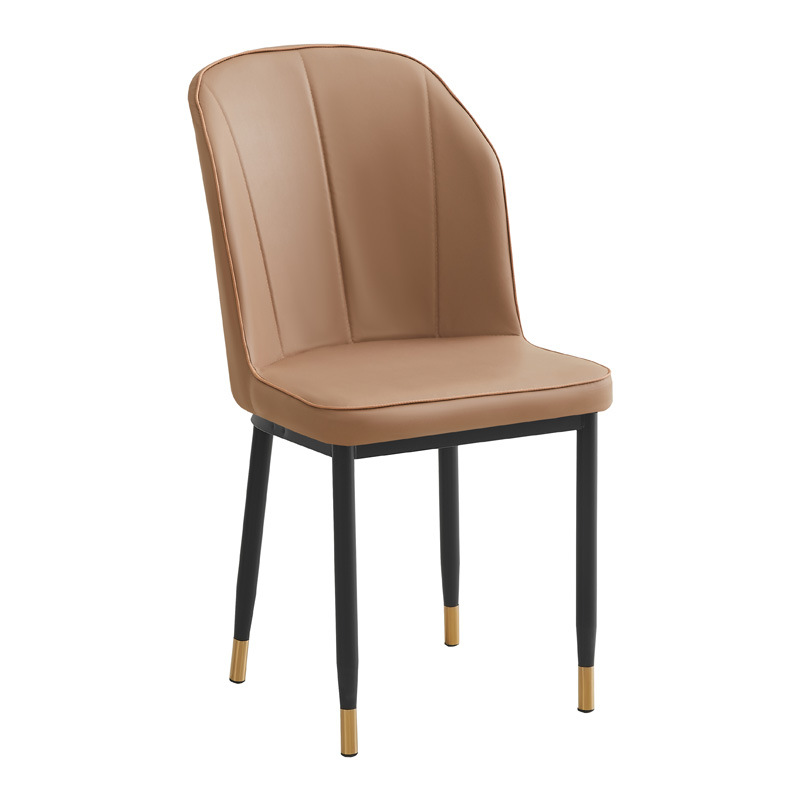 Silla de respaldo simple moderna silla de cuero silla de ocio silla de comedor de paquete suave silla de negociación silla de comedor de tres filas