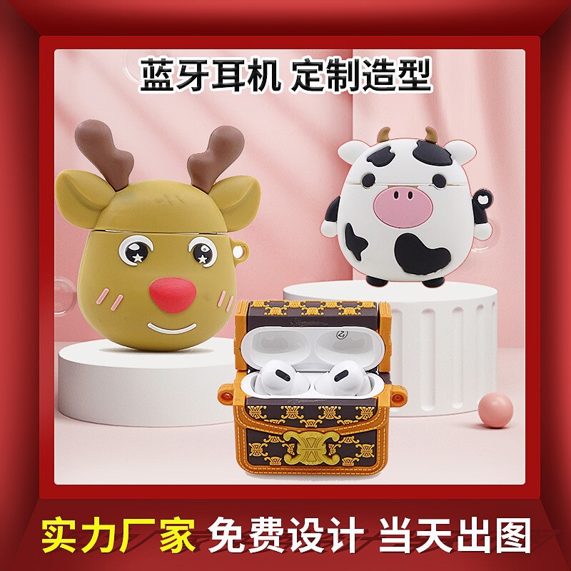 True Wireless Cartoon Bluetooth Headset Customized Personality Creative Doll Shape PVC Silicone TWS Noise Reduction Headset Anti-drop