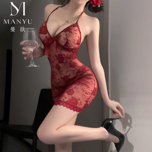 Man Wish Sex Underwear Purple Pure Desire Nightgown Sexy Lace Temptation Bed Free Pajamas Small Chest Uniform 9383