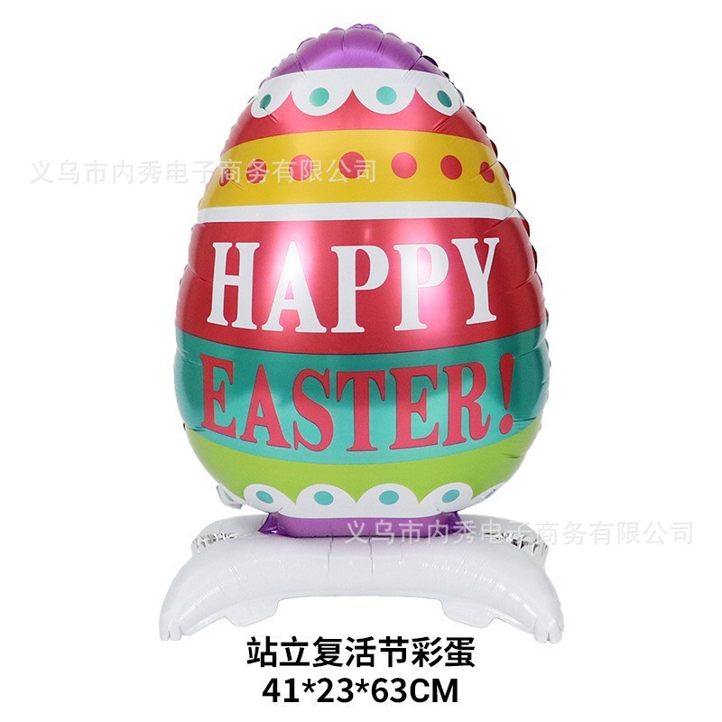 Pascua globo tridimensional base de pie globo de aluminio gran conejo huevo forma tema decoración