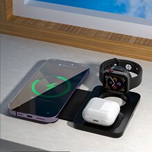 新品三合一无线充电器 跨境超薄镜子折叠Magsafe磁吸无线充多功能
