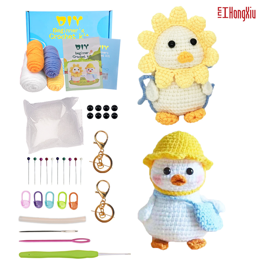 Bordado rojo Amazon nuevo transfronterizo hecho a mano crochet muñeca Inglés colgante DIY lana paquete de material de pato