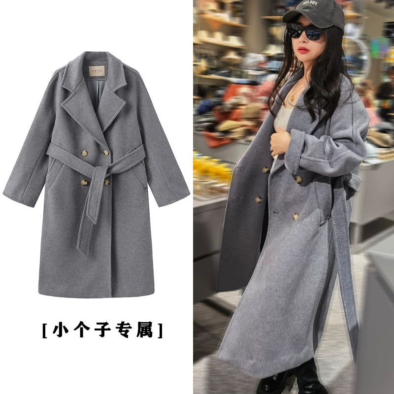 30 кашемировая [звездный стиль] шерстяная верхняя одежда средней длины, тонкая двусторонняя бархатная верхняя одежда, двубортная верхняя одежда