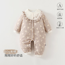 婴儿连体衣可爱棉服a类秋冬夹棉保暖防风女宝宝衣服外出安阳童装