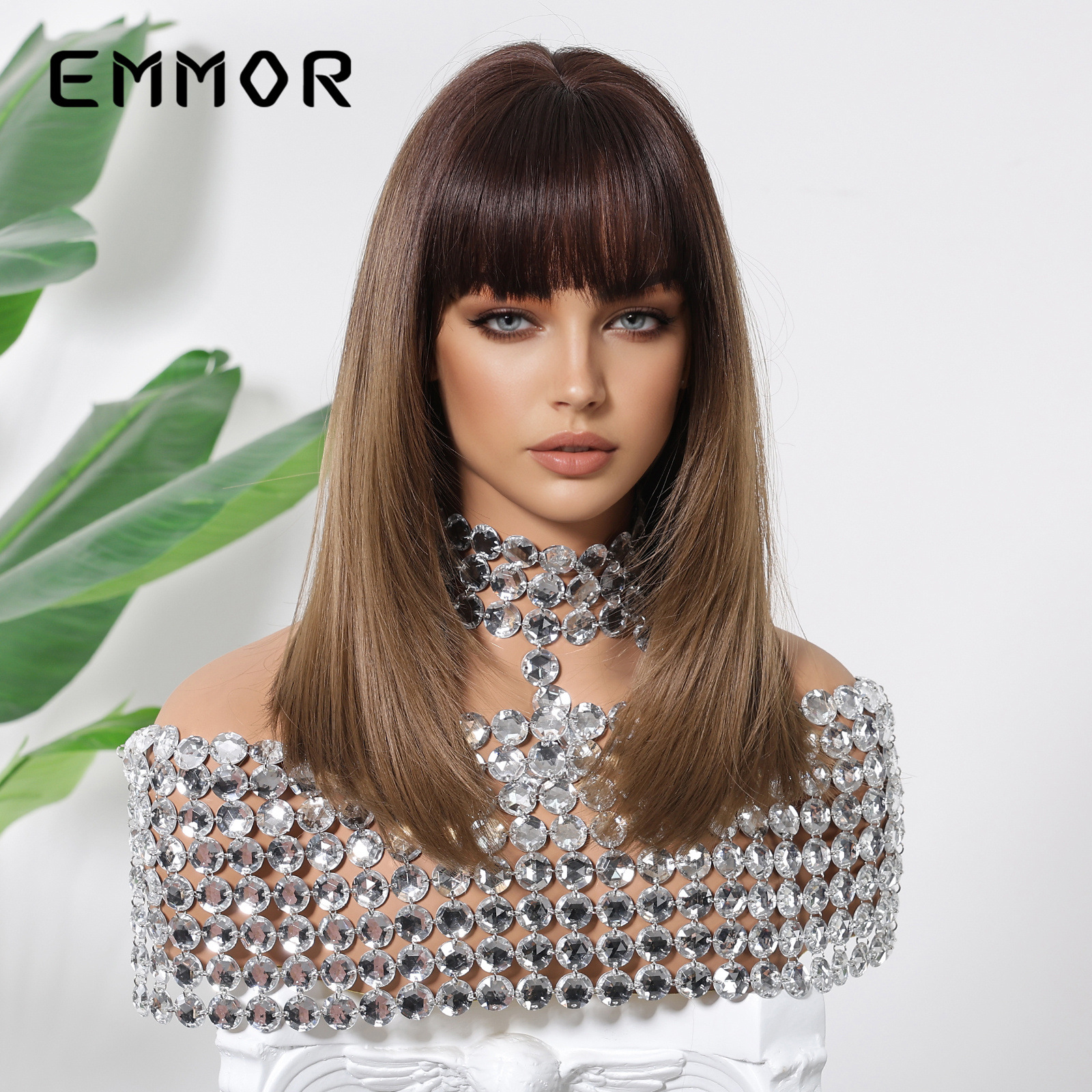 Cabello liso corto, rojo, clavícula, cabello castaño, flequillo, cara redonda, temperamento natural, peluca, cabello completo