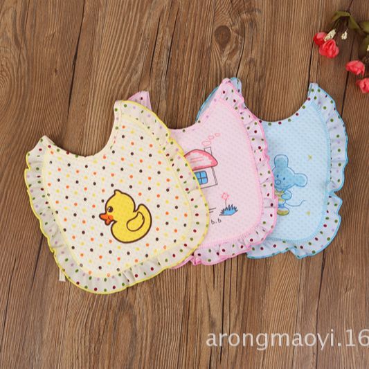 Warm lace printed triangle saliva towel children's cartoon saliva towel lace waterproof wash baby triangle towel