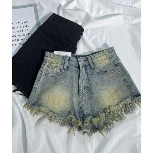 Retro Cowboy Fringe Shorts 2025 Summer Hot Girl Ins Hemmed Fitted Slimming High-Waisted Pants