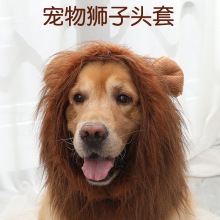 跨境新款宠物用品金毛狗狗猫咪搞笑卖萌可爱假发狮子头套帽子##