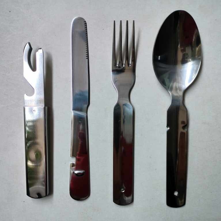 不锈钢4件套野营刀叉匙餐具,4件套旅行户外刀叉勺餐具 ，HD-K708F