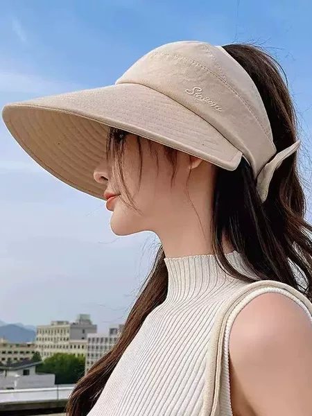 Outdoor Cycling Non-Flip Sun Protection Sun Hat for Women, Summer Large Brim Open-Top Sun Hat, Uv Protection, Face Covering