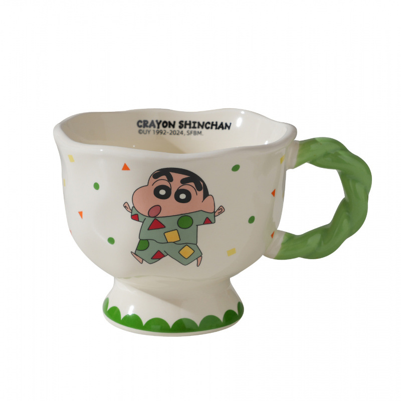 Lápiz pequeño nuevo taza de café de cerámica de alto valor facial de las niñas de alto pie taza de marca casera de boca ancha taza de leche de avena de desayuno