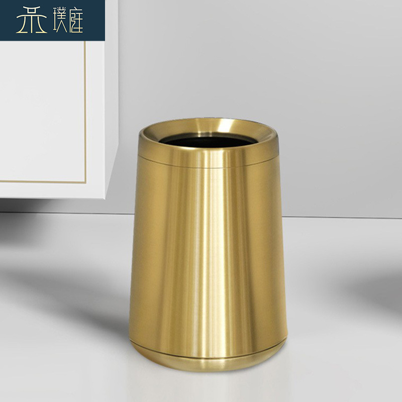 Living Room Trash Can, Household Bathroom, Light Luxury Stainless Steel, High-End Feel, Hotel and Guesthouse, Lidless, Double-Layer, Cross-Border Wholesale Living Room Trash Can, Household Bathroom, Light Luxury Stainless Steel, High-End Feel, Hotel and Guesthouse, Lidless, Double-Layer, Cross-Border Wholesale