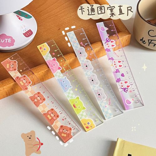 New ruler student girl heart scale office culture and education new style cute style cartoon 15cm ruler wholesale