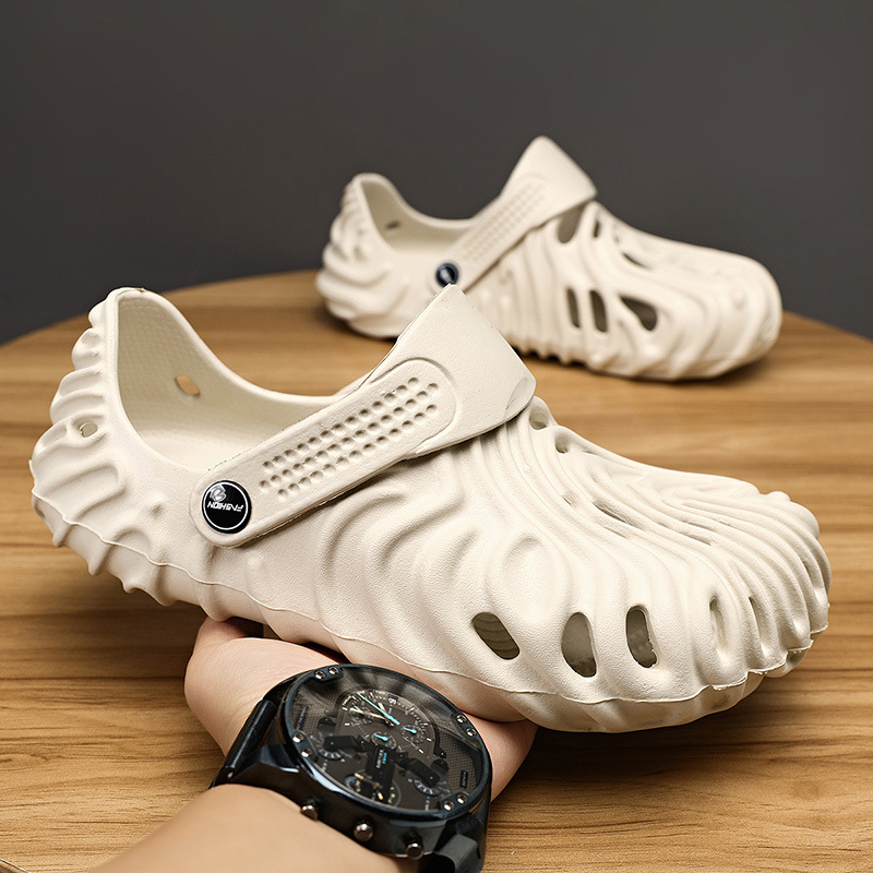 Sandalias de playa al aire libre de moda para hombres y mujeres, medio remolque, sandalias de doble uso de gran tamaño transfronterizo de verano, zapatos con agujeros al aire libre