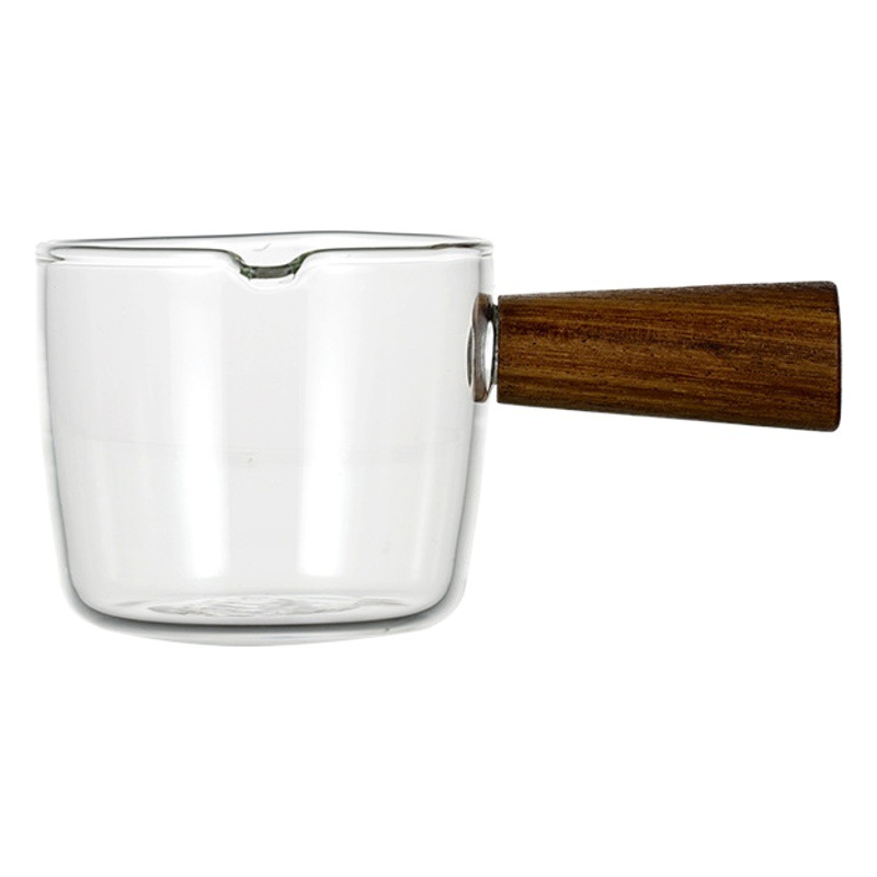 Milk jar latte Flower Cup wooden handle small Milk Cup seasoning juice container dip dish Japanese glass small Milk Cup
