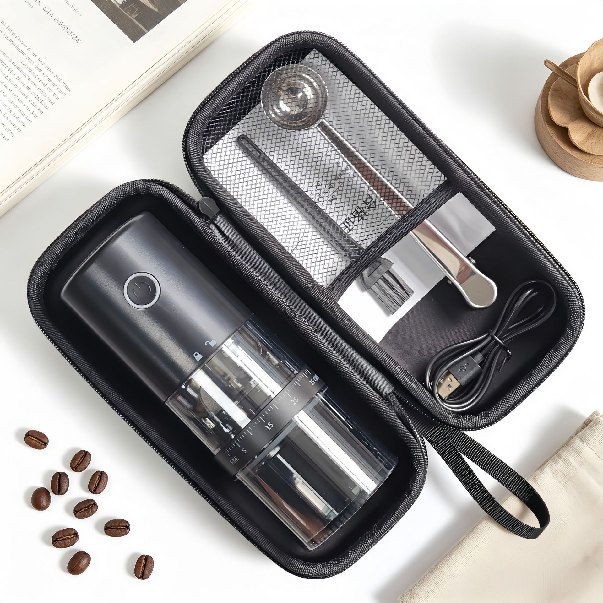 Molinillo de café eléctrico, molinillo de granos, molinillo de café en grano, molinillo totalmente automático, molinillo de café