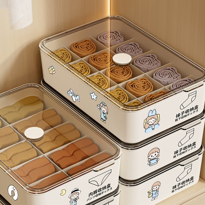 Underwear and Underwear Storage Box Household Closefitting Clothes Divider Wardrobe Socks Three-in-One Separating Finishing Artifact Underwear and Underwear Storage Box Household Closefitting Clothes Divider Wardrobe Socks Three-in-One Separating Finishing Artifact