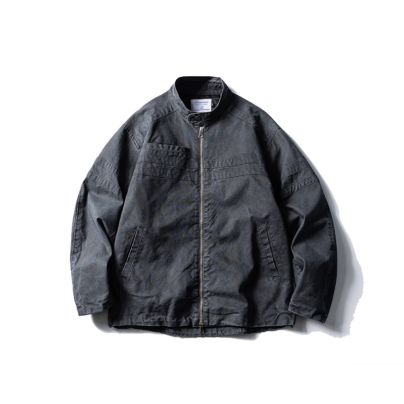 Personality Worn Looking Washed-out High Street Turn-down Collar Coat