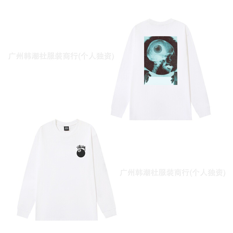 オリジナルラベルクロスボーダー新しいトレンディなブランド stu ツアークラシックレタープリントラウンドネック長袖 Tシャツドロップシッピング|undefined