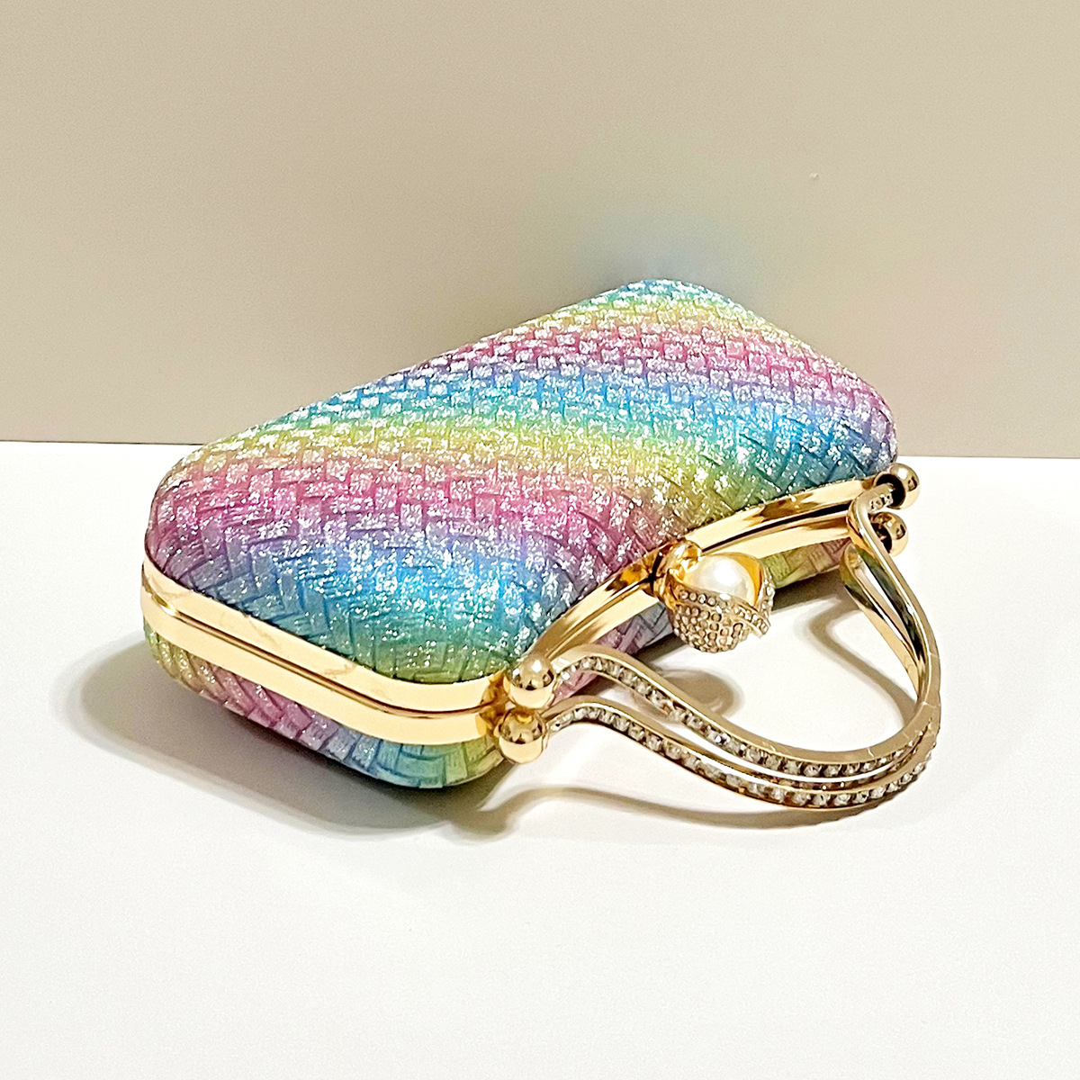 Polyester Regenbogen Quadrat Abend Taschen display picture 2