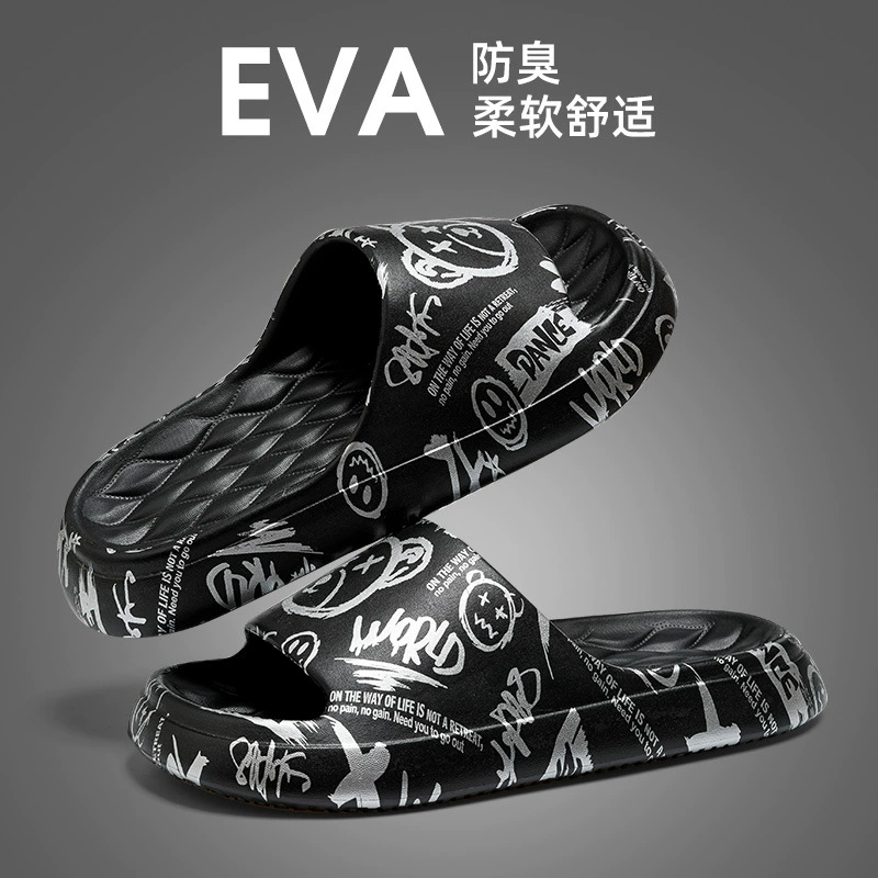 Тапочки без шнуровки из этиленвинилацетата, мужская летняя верхняя одежда на толстой подошве, Нескользящие домашние тапочки для пары в помещении, для ванной комнаты