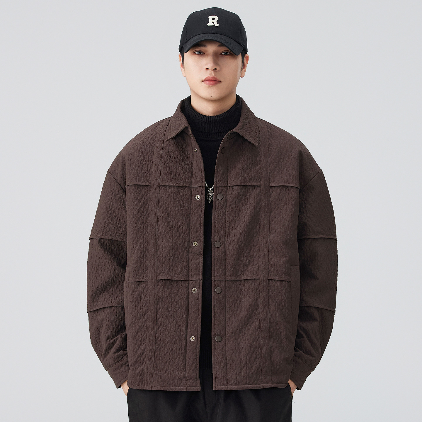 Chaqueta de plumón hombre ligera delgada solapa empalmada abrigo de plumón cálido 2025 invierno nuevo estilo casual color sólido universal