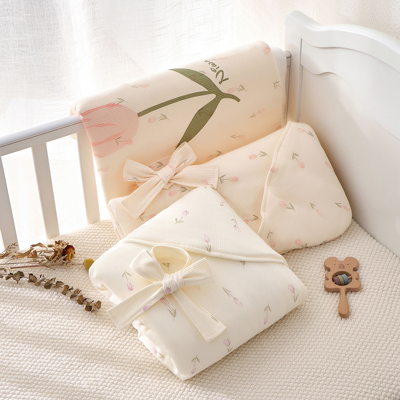 Newborn baby swaddle blanket, pure cotton, suitable for spring, autumn and winter, extra thick for baby in the delivery room.