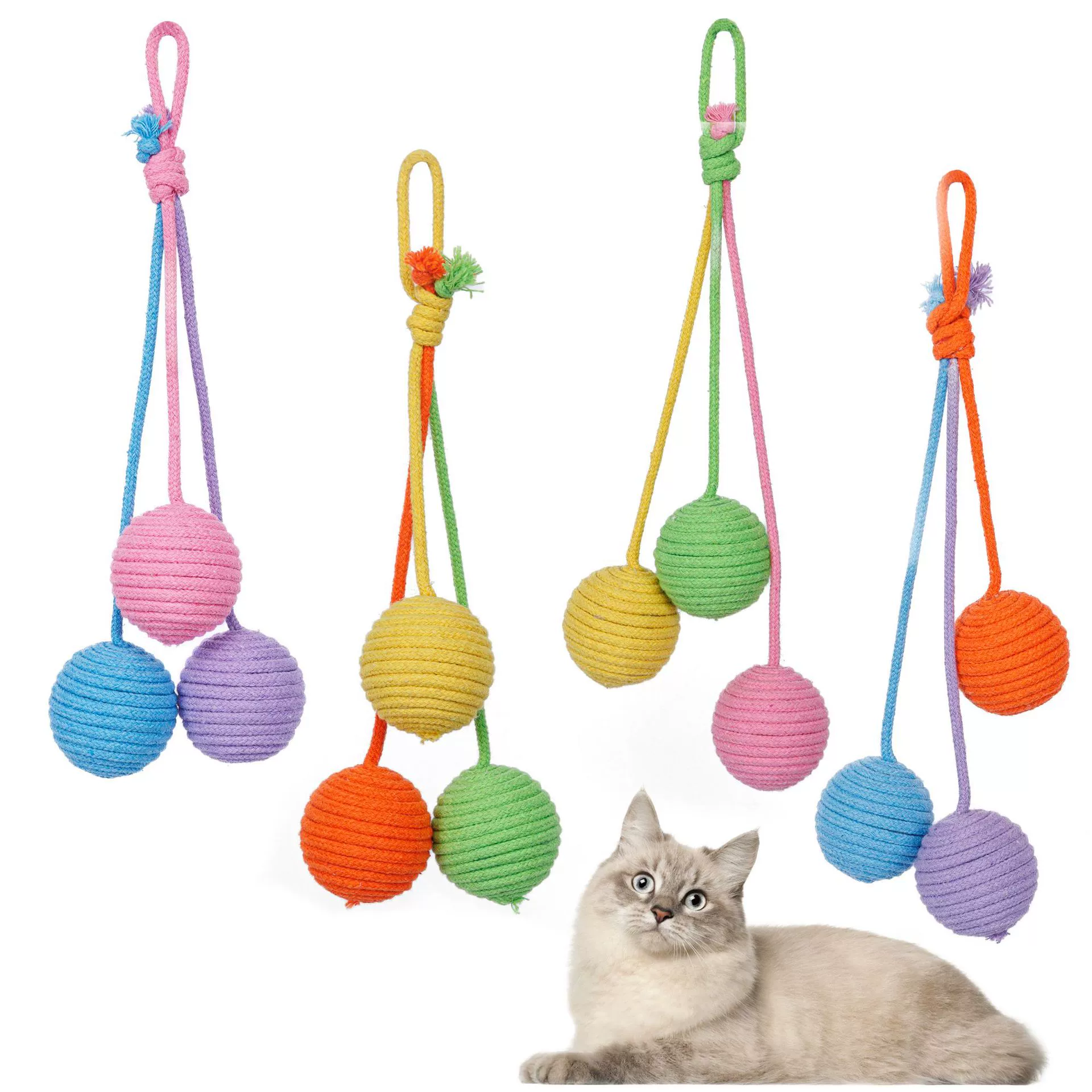 Производители оптом кошка может быть повешена хлопковая веревка мяч Колонка хлопковая веревка мяч устойчивые к укусам коренные зубы игрушки для кошек