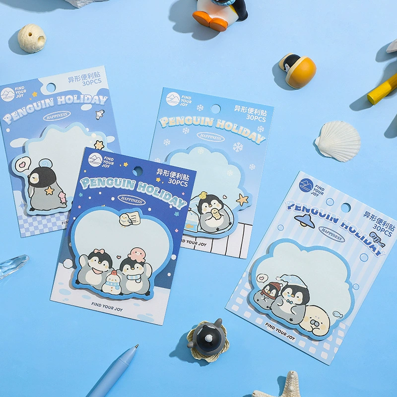 方岛 Penguin Holiday Series Alien Post-it Notes Creative Cartoons Can Tear Hand Account Message Memo Notes 4 Models