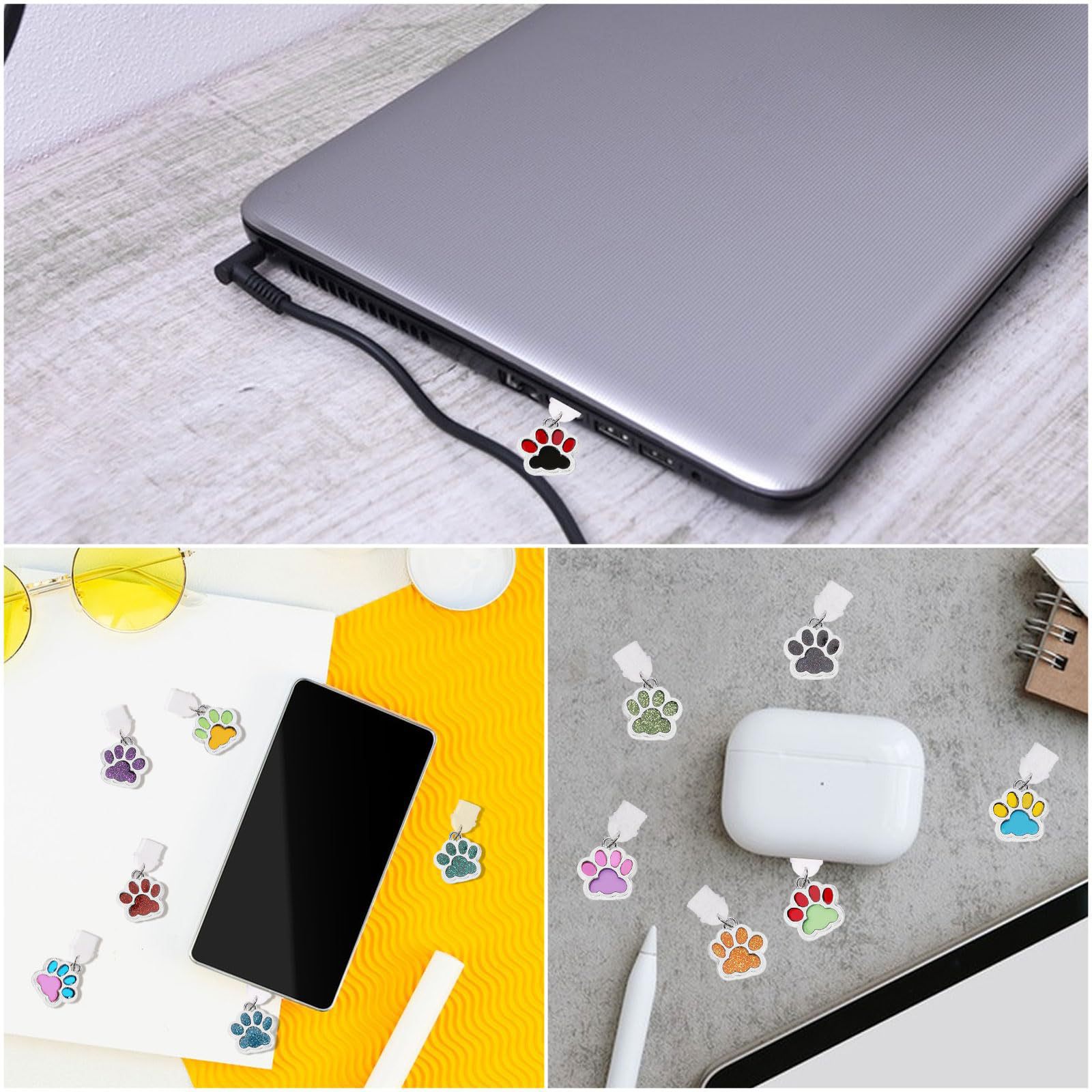 16er Set USB-C Schutzkappen Kawaii Dust Plug Charm, Emaille-Katzenpfoten Neuheit