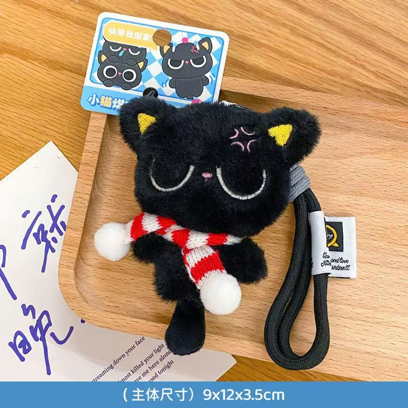 Muñecas de peluche gatos negros muñecas lindas bolsos colgantes colgantes chicas colgantes universales llaveros regalos al por mayor