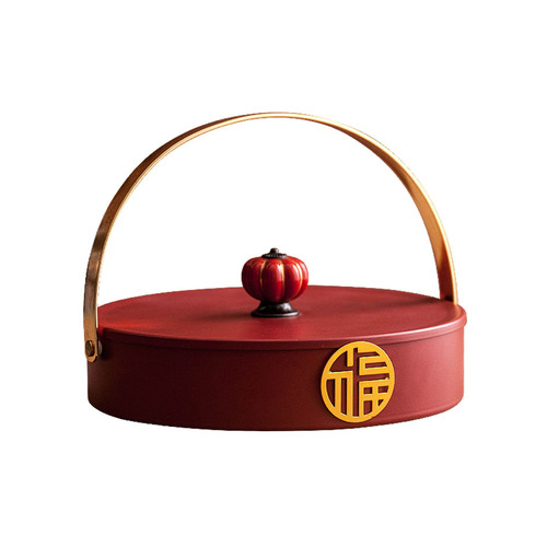 Retro Chinese style light luxury fruit plate with compartments and lid for living room home dried fruit plate candy snacks nut red storage box