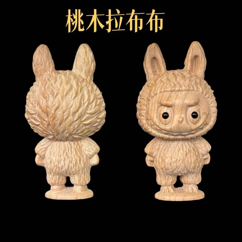 ラブブピーチウッド彫刻工芸品クリエイティブ木製装飾品ハンドピースかわいい子供のおもちゃホームオフィスハンギング|undefined