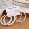 Retro earrings from pearl, fashionable set, European style