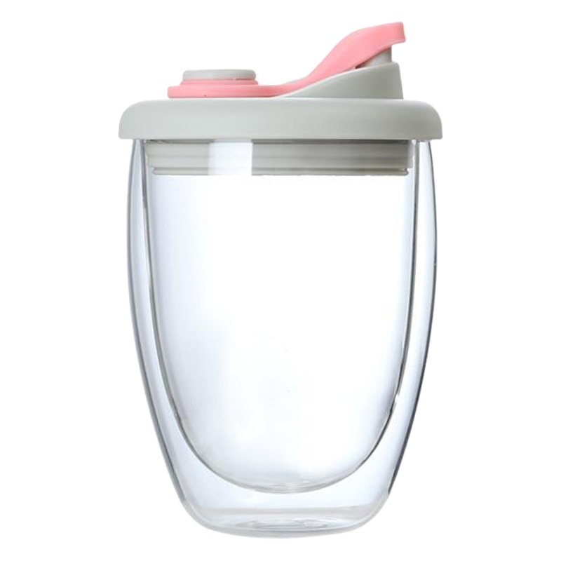 Venta al por mayor pequeño regalo en forma de huevo color transparente con tapa taza de café de alta apariencia de doble capa de vidrio aislado taza de agua